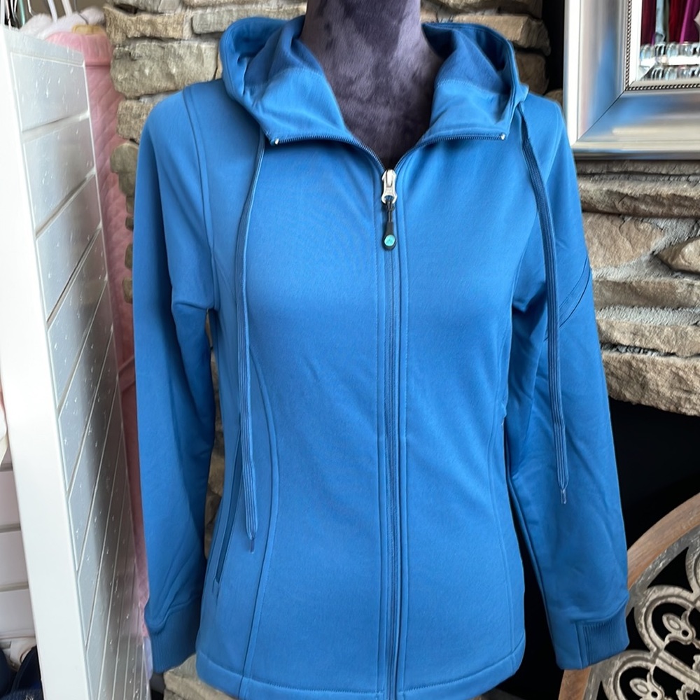 NORTHFIELD FACE  JACKET FULL ZIP DRAWSTRING TEAL HOODED WOMEN SIZE PS NWT